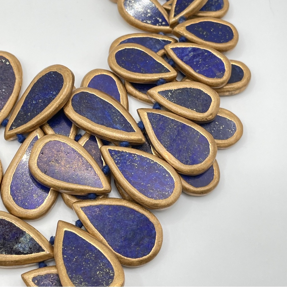 Rarities Carol Brodie African Lapis 2 Strand Statement Necklace RETIRED RARE - Picture 3 of 16